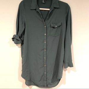 F21 Button Up Tunic Shirt Dress